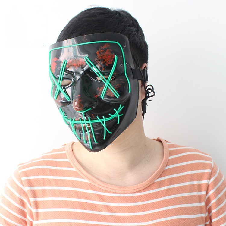 2pcs led light mask Halloween costume prop Scary Face mask - 图3