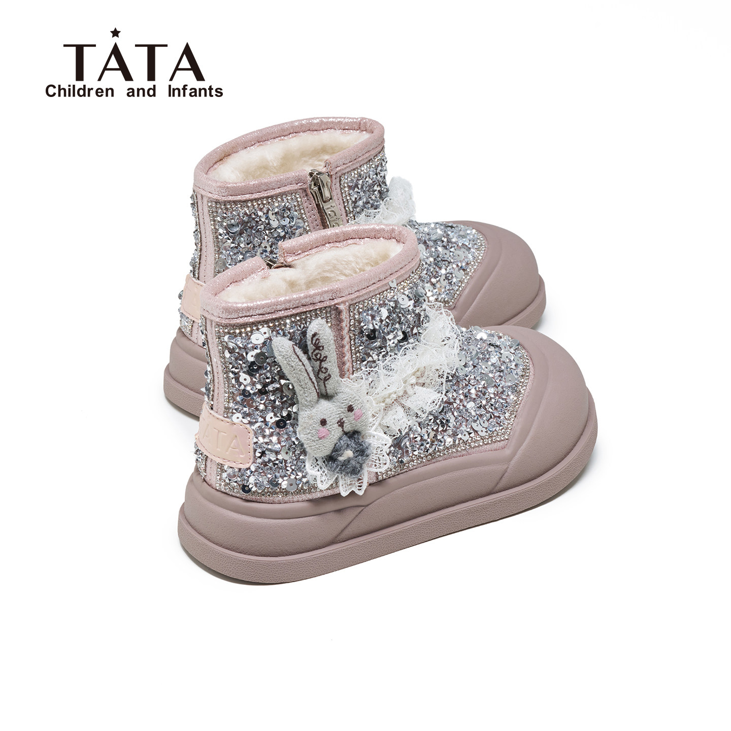 TATA他她童鞋加绒保暖雪地靴女童加厚二棉鞋公主靴运动靴户外防滑,淘宝优惠券,粉丝福利购,淘宝优惠卷