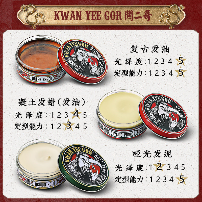 关二哥男士定型关二爷油头膏发油 kwanyeegor头发造型