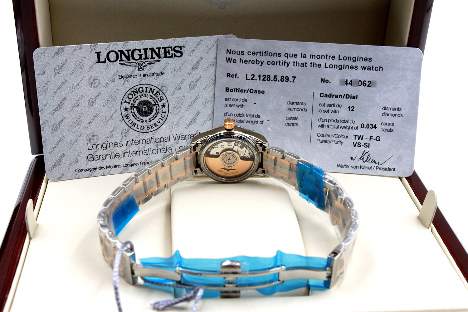 浪琴Longines正品手表名匠系列钢带间金镶钻女表L2.128.5.89.7_虎窝淘