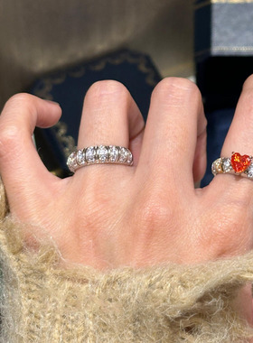 芬达色心形复古爱心圆形指环