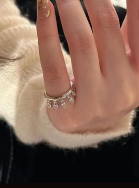 莫桑石水滴流苏尾戒女简约时尚轻奢灵动百搭戒指轻奢原创小众