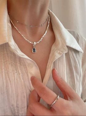 彩色海水蓝方锆鱼尾扣吊坠