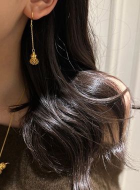 轻奢复古新中式镂空素葫芦项链耳钩古法掐丝高级感国风锁骨链耳饰