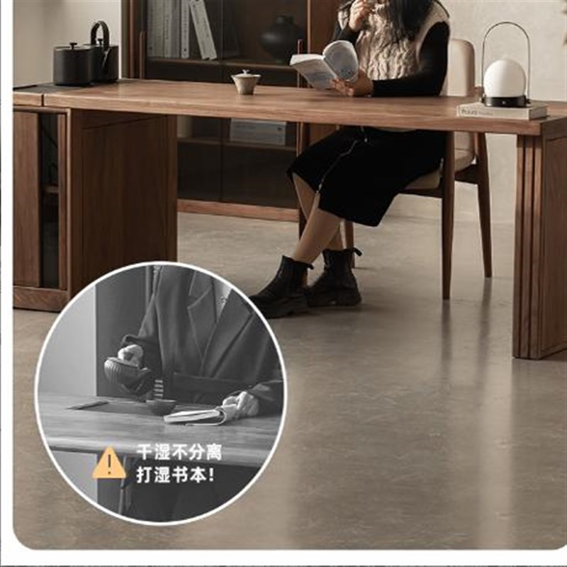 热销北美黑胡桃木茶桌椅组合新中式茶台家用办公书桌 - 图2