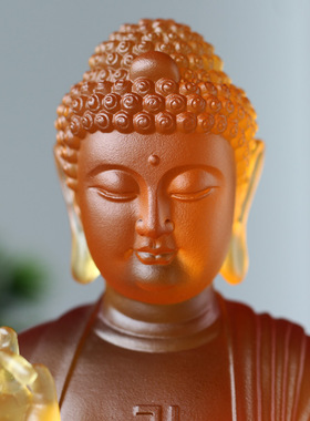 热销释迦摩尼琉璃佛像摆件居家客厅佛堂家用供奉佛具中式送礼工艺