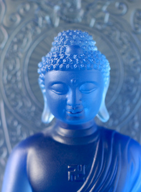 热销五方佛琉璃佛像摆件居家客厅家用摆放阿弥陀佛释迦摩尼佛具用