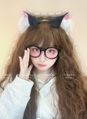 猫猫祟祟～甜心喵 黑粉猫耳发箍仿真手作兽耳日系可爱软妹发饰cos