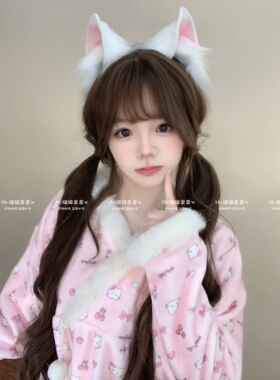 猫猫祟祟～小粉狐耳发箍可爱猫耳cos毛绒手作兽耳lolita发饰道具