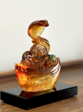 琉璃摆件蛇家居装饰品