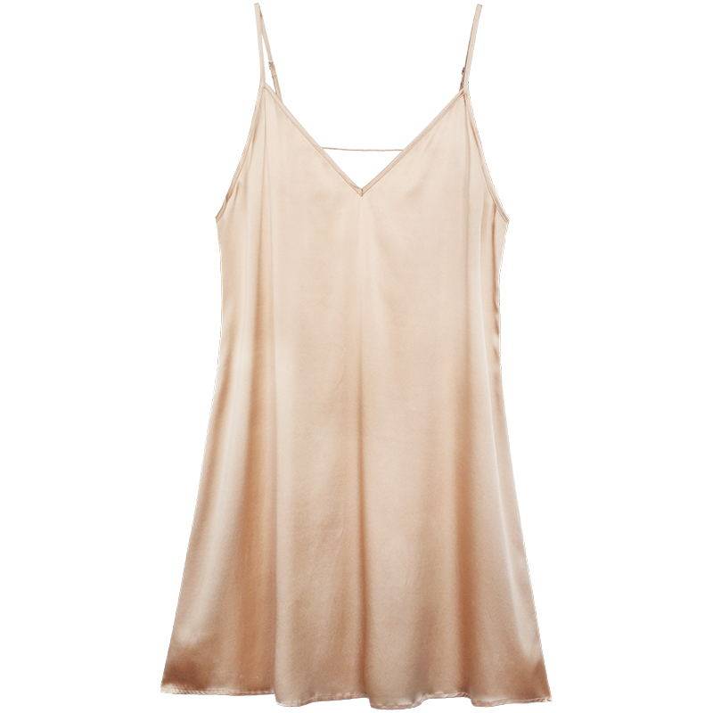 桑蚕丝轻奢吊带春夏刺绣蕾丝裙睡裙 碧缇卡睡裙