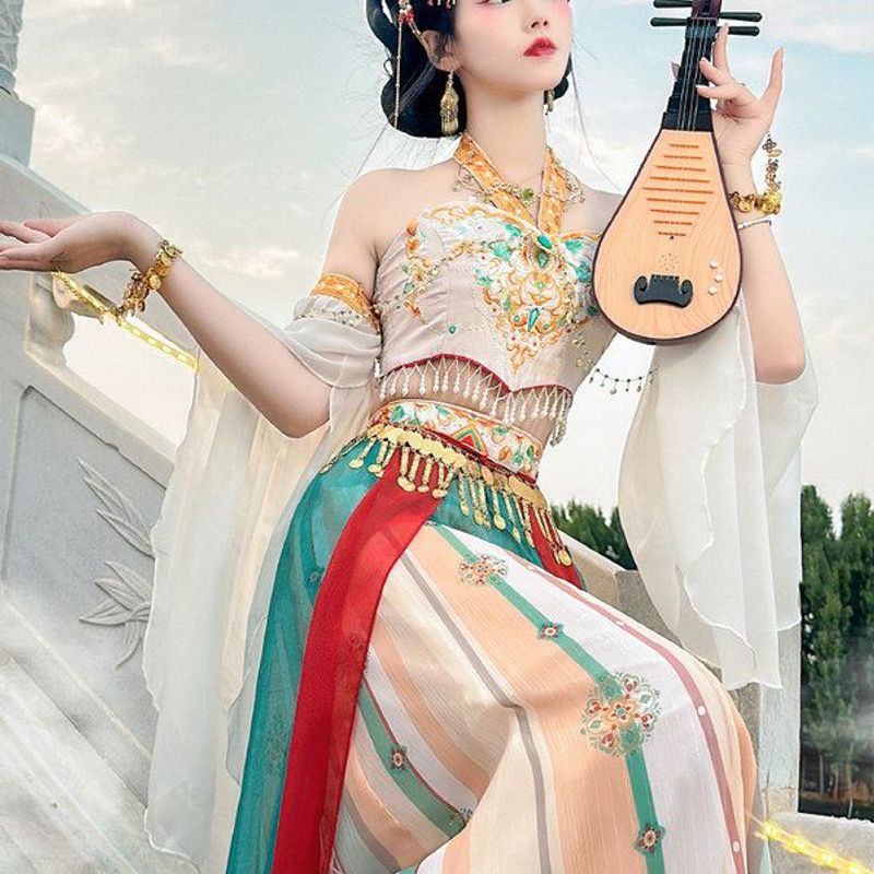 新款原创敦煌异域风汉服天竺少女西域女神汉元素改良古装全套夏季 - 图3
