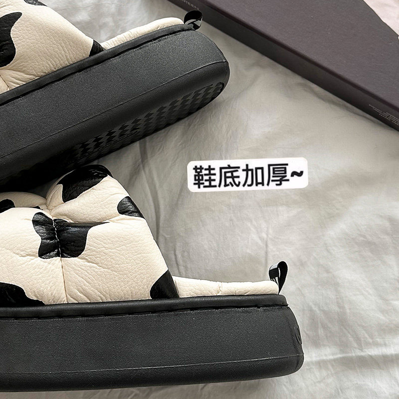 棉拖鞋女士冬季加绒外穿厚底防水防滑室内家居秋冬款月子鞋女款E