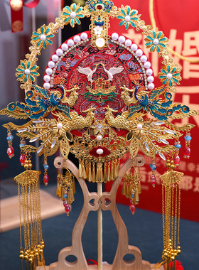 送闺蜜结婚礼物豪华新娘团扇双色双面中式出门遮面喜扇材料包2516