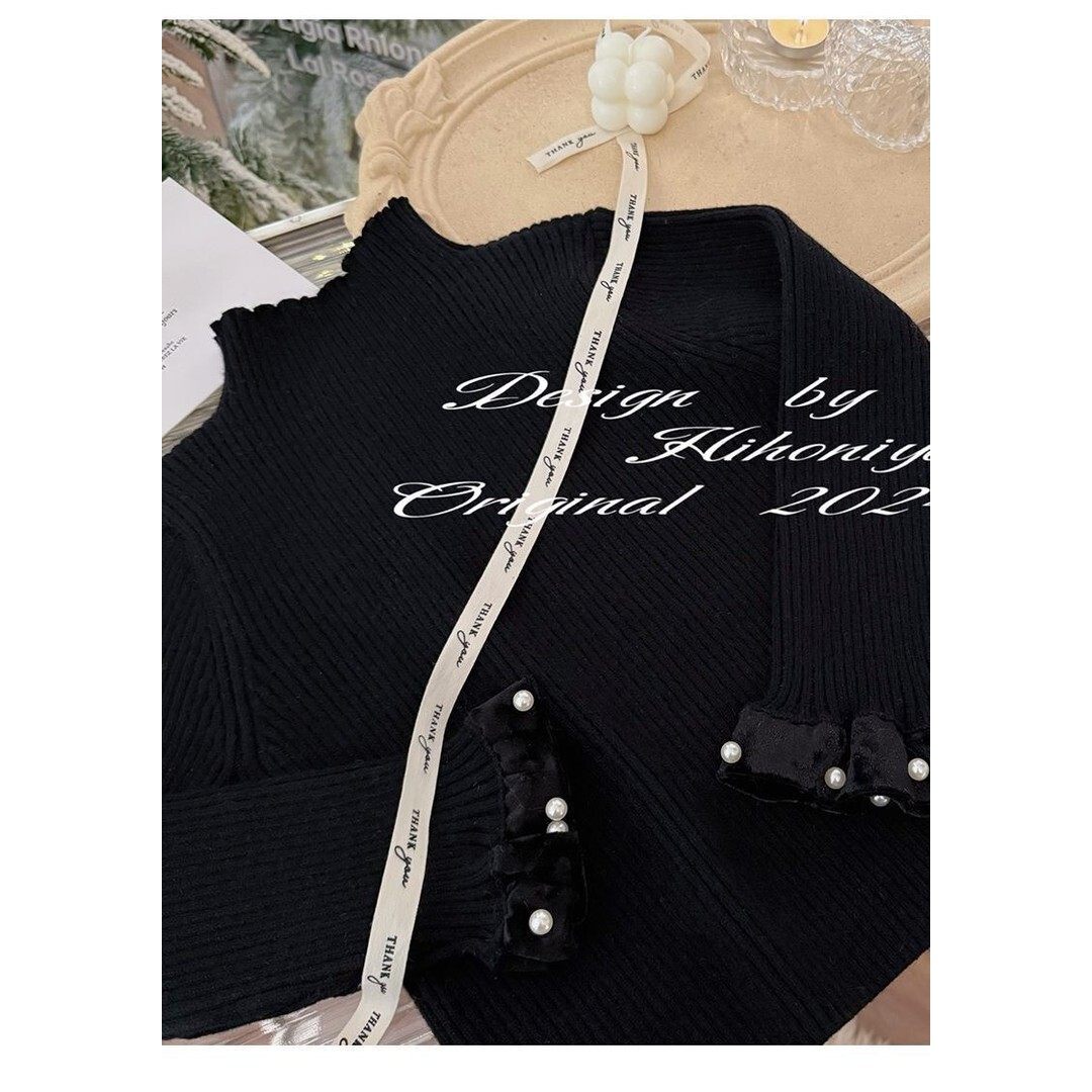 2025冬季宝宝款珍珠木耳袖口女童韩版圆领套头毛衣打底衫韩国童装,淘宝优惠券,粉丝福利购,淘宝优惠卷