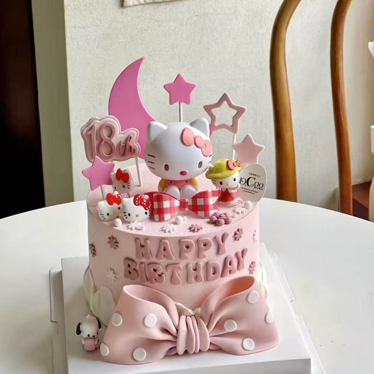 网红蝴蝶结KT猫蛋糕装饰摆件儿童女孩宝宝生日蛋糕烘焙甜品插件,淘宝优惠券,粉丝福利购,淘宝优惠卷