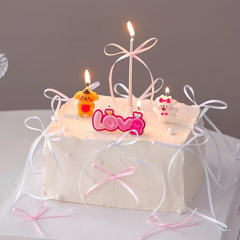 2026情人节快乐情侣爱心小狗蜡烛蛋糕装饰DIY丝带蝴蝶结装扮插件,淘宝优惠券,粉丝福利购,淘宝优惠卷