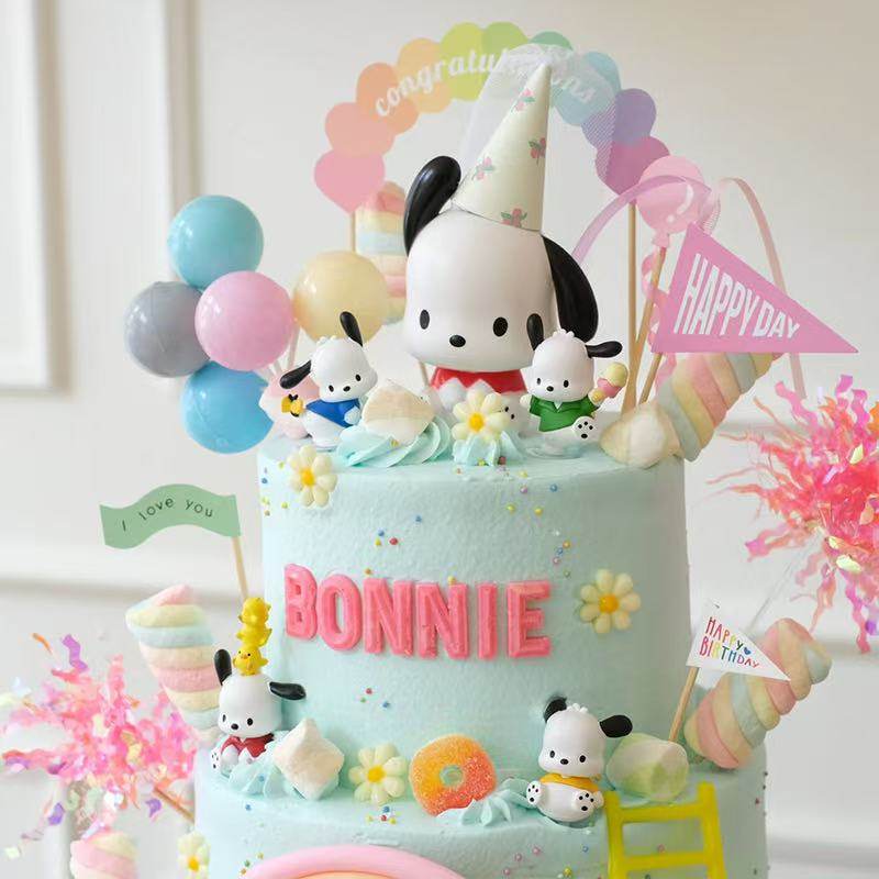 网红三丽鸥可爱帕恰狗蛋糕装饰摆件彩虹气球儿童生日烘焙装扮插件,淘宝优惠券,粉丝福利购,淘宝优惠卷