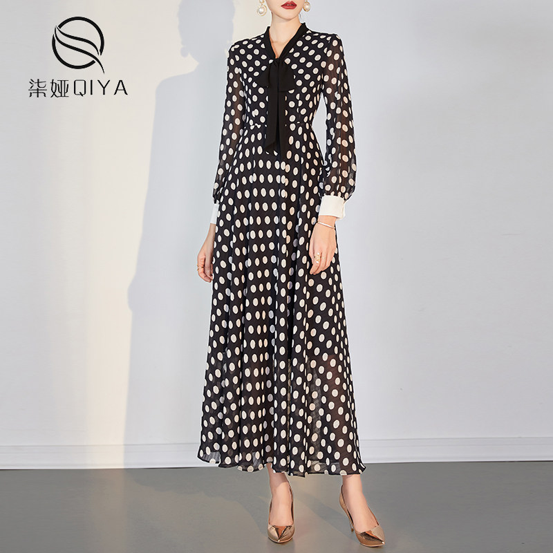 清仓福利雪纺连衣裙女中长款秋季2收腰显瘦波点印花裙子,淘宝优惠券,粉丝福利购,淘宝优惠卷