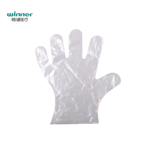 Победитель стабильные одноразовые инспекционные перчатки против прозрачного пленки PE Gloves. Утолщенная стерилизация.