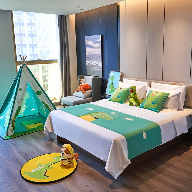 定制酒店宾馆亲子房装饰布置卡通床尾巾民宿可爱儿童房床旗抱枕,淘宝优惠券,粉丝福利购,淘宝优惠卷