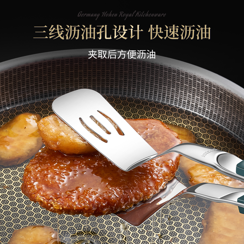 加长煎铲多功能翻煎鱼铲夹子二合一不锈钢厨房煎饼牛排专用铲子-图2