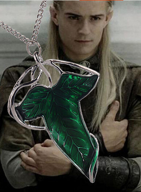 2018欧美项指环王同款项链 树叶油漆项链吊坠女美剧饰品