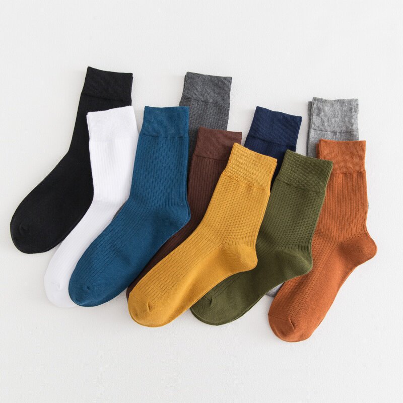 ins潮秋冬商务休闲彩色纯色男棉袜 曲夫人短袜/打底袜/丝袜/美腿袜