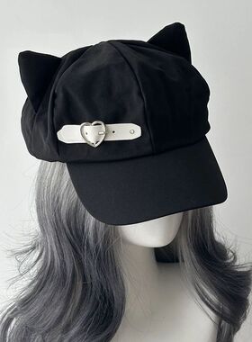 Cat Ear Beret for Women – Y2K Harajuku Gothic Lolita Hat Ha