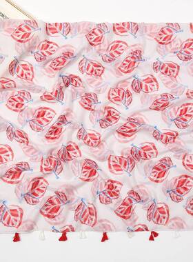 shawl travel beach towel cotton linen feel scarf Butterfly