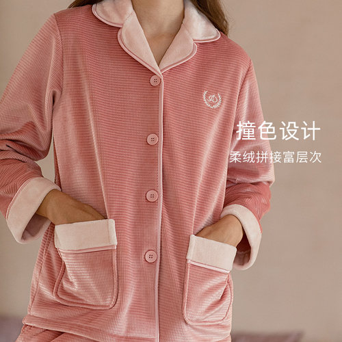 秋鹿【复合绒】情侣睡衣女加厚保暖秋冬珊瑚绒休闲法兰绒家居服男 - 图3