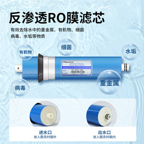 净水器滤芯反渗透RO膜75G/100G/125/400G/600加仑汇通膜通用滤芯 - 图1