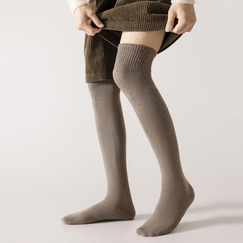 袜子男过膝保暖袜子冬季高筒加绒加厚毛圈袜拉绒大腿袜秋冬超厚袜 - 图2