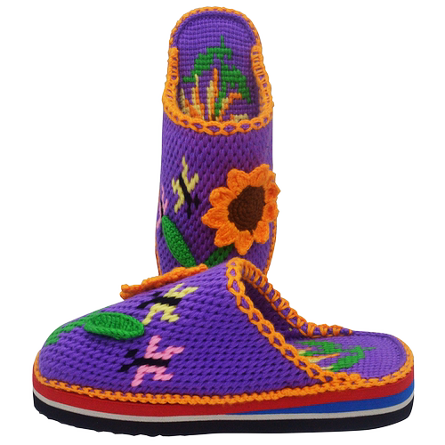 拖鞋女24新款婚鞋 纯手工毛线鞋钩织编织室内家居女鞋成品向日葵 - 图3