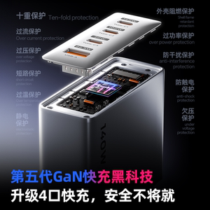 移速140WGaN氮化镓Type-c充电器PD3.1适用苹果17promax华为安卓手机平板Macbook联想笔记本电脑16多口快充头