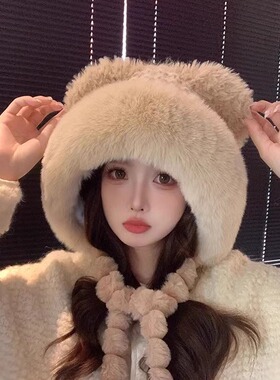 出游毛线帽护耳女百搭宽檐冬季