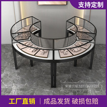Arc Jewelry Display Case Gold Jewellery Glass Counter Exhibition Cabinet Stainless Steel Round Jewellery Shop Product Display Case