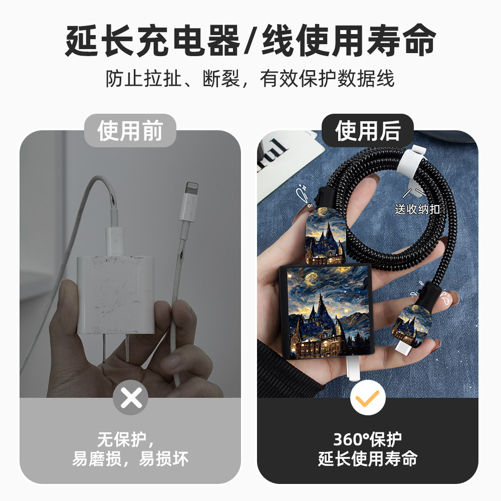 适用耐脏充电头套小米17/15数据线保护套100W快充头小米MixFlip2手机壳印花款小米17promax防断裂修复神器14,淘宝优惠券,粉丝福利购,淘宝优惠卷