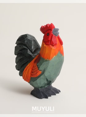 手工木雕公鸡丨生肖办公桌工位摆件稳定情绪桌面装饰摆件礼物创意