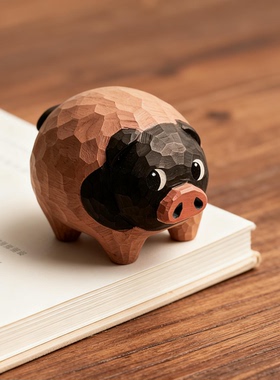 小猪猪惊堂木纯手工木雕摆件逐玉周边电视剧同款可爱电脑桌面装饰