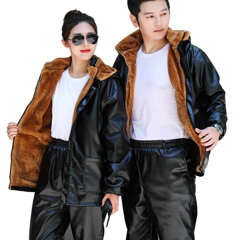 皮衣皮裤男工作服套装外卖摩托机车加绒加厚防风防水保暖棉衣外套,淘宝优惠券,粉丝福利购,淘宝优惠卷