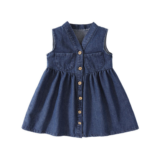 女童牛仔连衣裙春装小女孩春夏儿童无袖新款衣服韩版牛仔裙子童装 - 图3