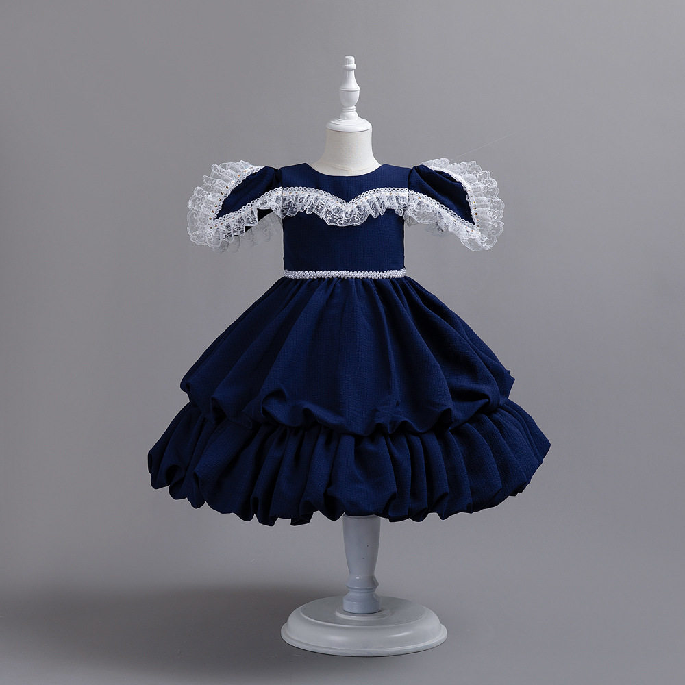 2026春秋新款女童礼服children gress儿童缎布礼服公主蓬蓬裙跨境