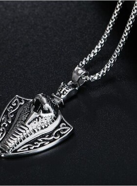 2025不锈钢暝蛇吊坠 欧美个性朋克钛钢男士项链铸造饰品