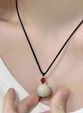 2026好运莲莲菩提吊坠小众百搭简约手工编织绳项链中国风情侣锁骨