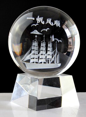 2025水晶玻璃球3D内雕银河系麋鹿生日礼物送女友情人节DIY定制照