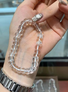 2025天然白水晶猪大肠单圈手链 全净体白水晶手串散珠女款首饰品