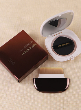 HOURGLASS镜盒便携化妆镜带水滴粉扑+磁吸一字型粉底刷快速补妆
