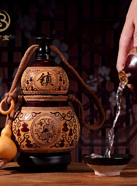 仿古老式雕刻酒葫芦摆件