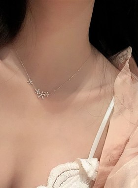 纯银小花项链女轻奢小p众设计感少女锁骨七夕情人节生日礼物送女